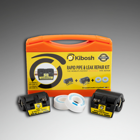 Kibosh Rapid Pipe & Leak Repair Kit 
16mm/US 1/2"
22mm/US 3/4"
KIBKITO-RNA
PTFE tape
Pipe repair clamps