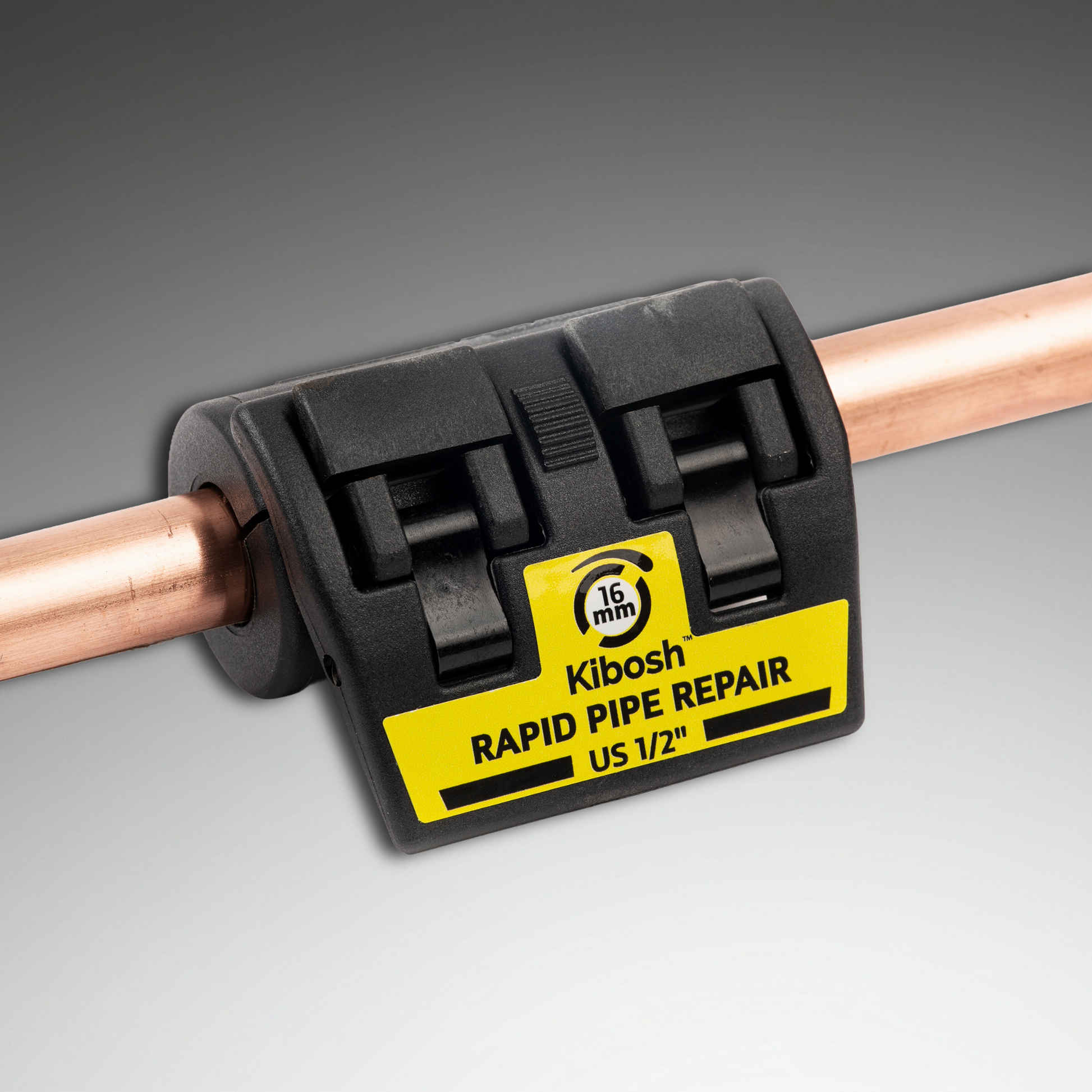 Kibosh rapid pipe repair clamp on copper pipe 16mm/US 1/2" KIB16BK-R