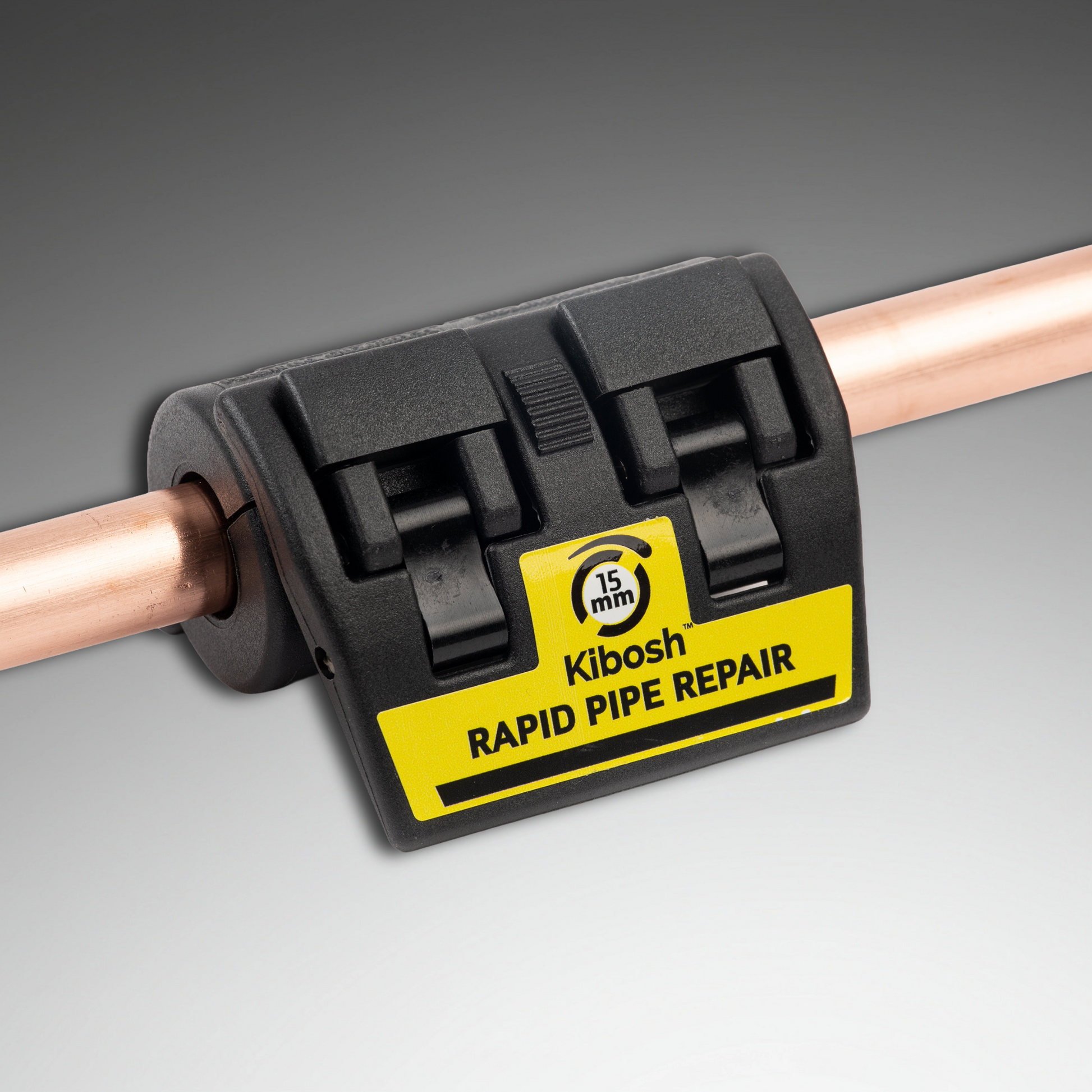 Kibosh rapid pipe repair clamp on copper pipe 15mm KIB15BK-R
