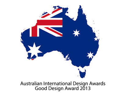 Map of Australia with the Australian flag and 'Australian International Design Awards' text on a white background