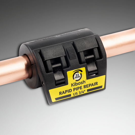Kibosh Rapid Pipe Repair tool on a gray background